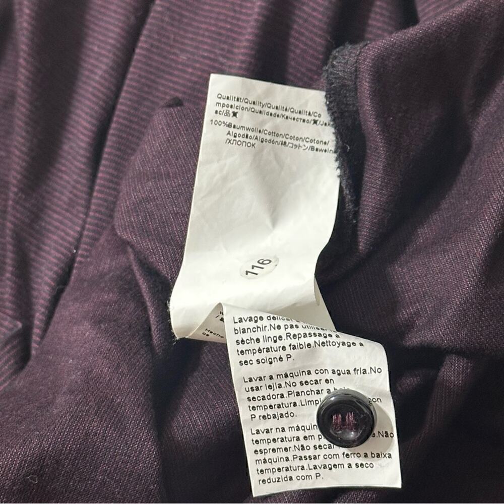 Boss Hugo Boss Mens Size S Plum Black Micro Stripe Cotton Long Sleeve Polo Shirt - Picture 7 of 9